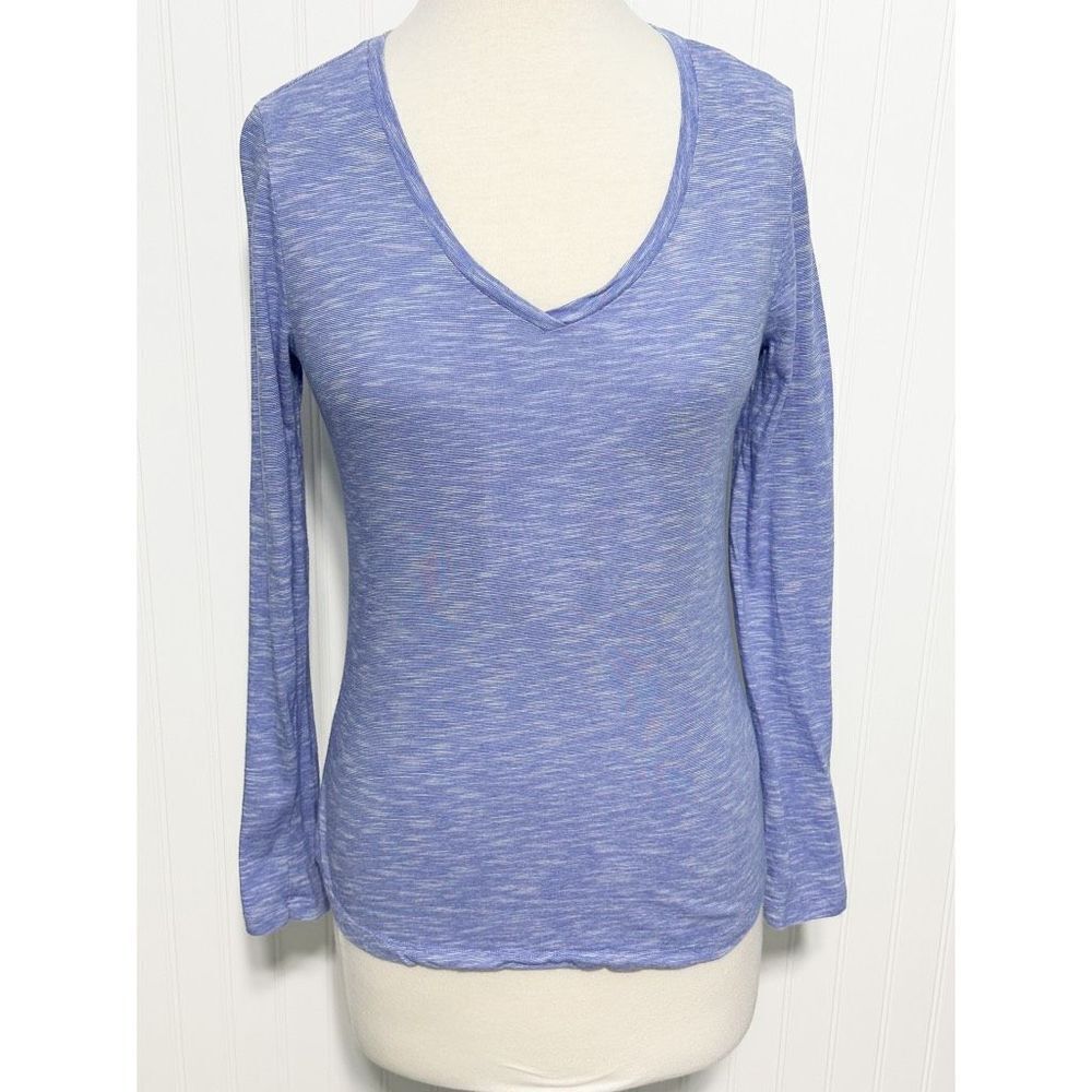 Old Navy Women's Pinstripe V Neck Long Sleeve Pullover Top Blue Size Small‎